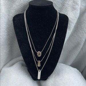 Silver toned Layered Necklace Set nwot